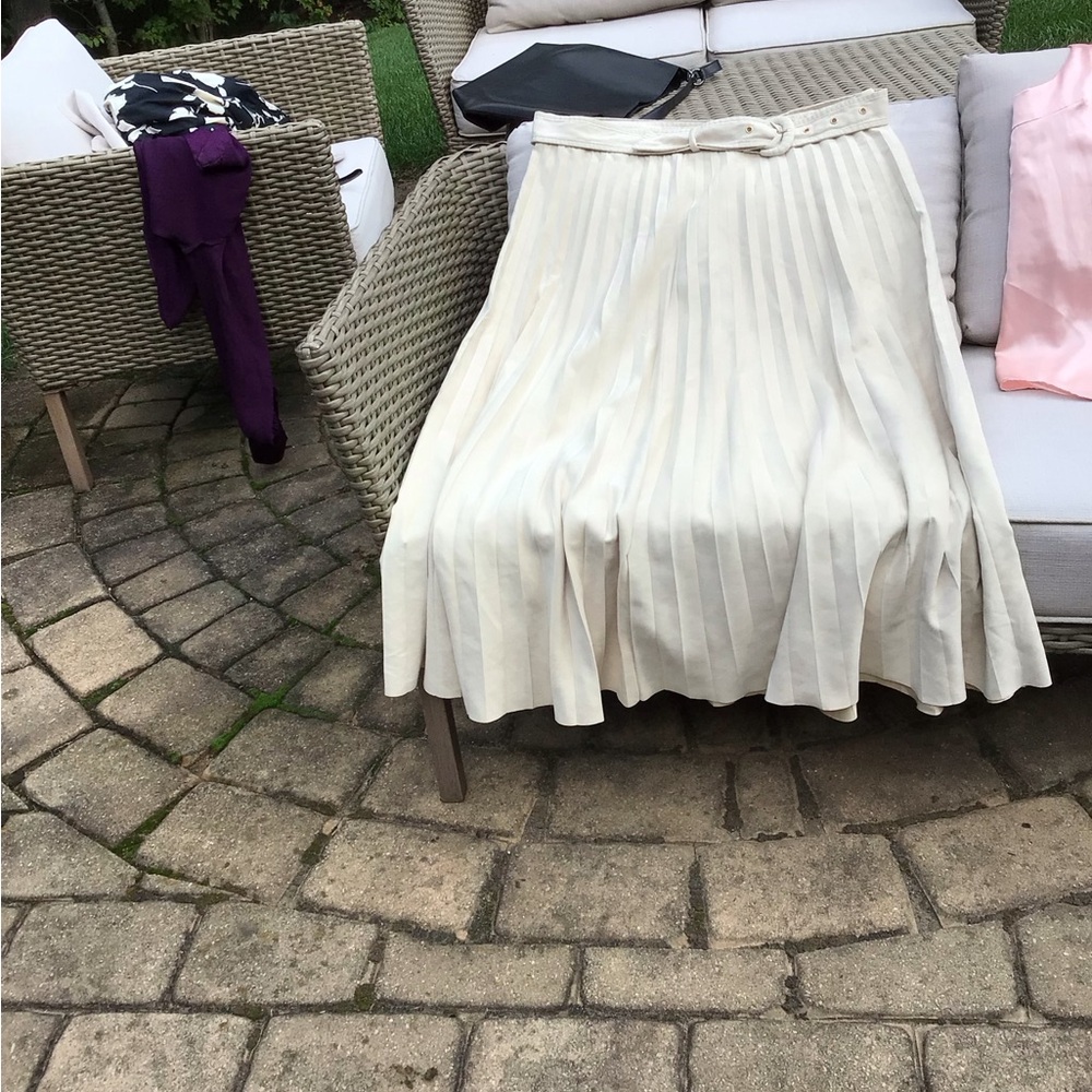 Zara Cream A-Line Pleated Skirt